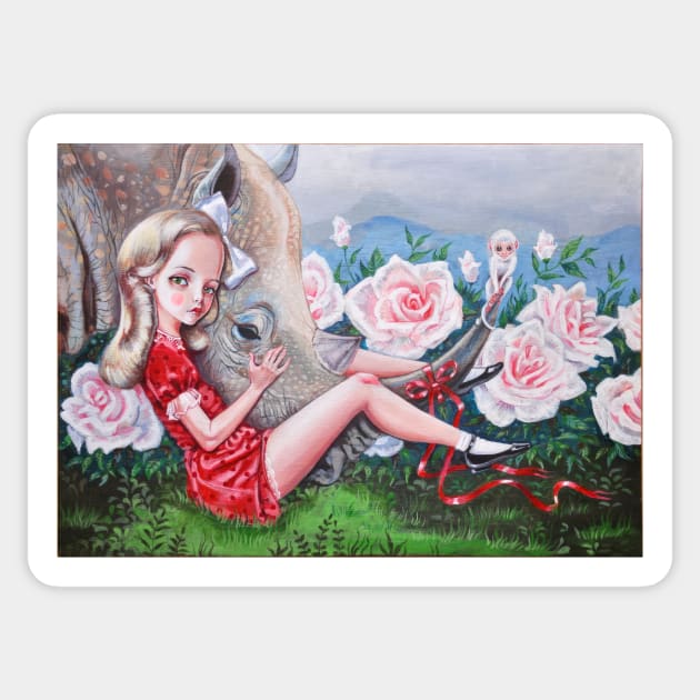 girl with animal 2005 - Mark Ryden Sticker by Kollagio